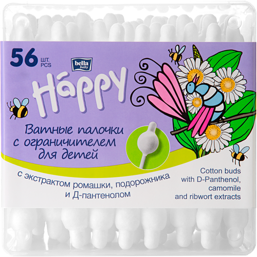 Ватные палочки Bella Baby Happy с экстрактом ромашки 56шт 600₽