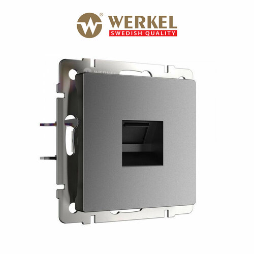 фото Встраиваемая розетка ethernet rj-45 werkel w1181064 графит матовый ip20