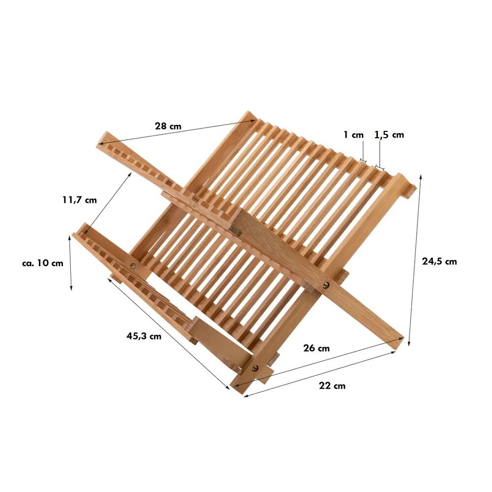 Сушилка AXENTIA для посуды из бамбука, складная. 42 х 33 х 27 см.