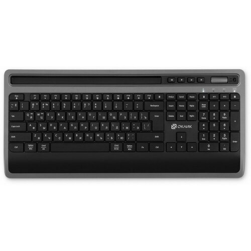Клавиатура Оклик 860S серыйчерный USB беспроводная BTRadio slim Multimedia подставка для запястий 1809323 638700₽