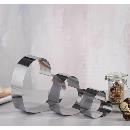 Набор форм для выпечки и выкладки Сердце 15 х 15 х 5 см 3 шт 813₽