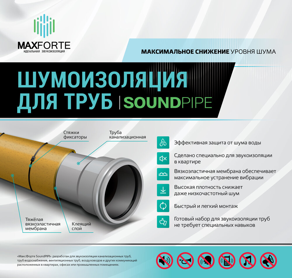 Шумоизоляция для труб МаксФорте SoundPIPE