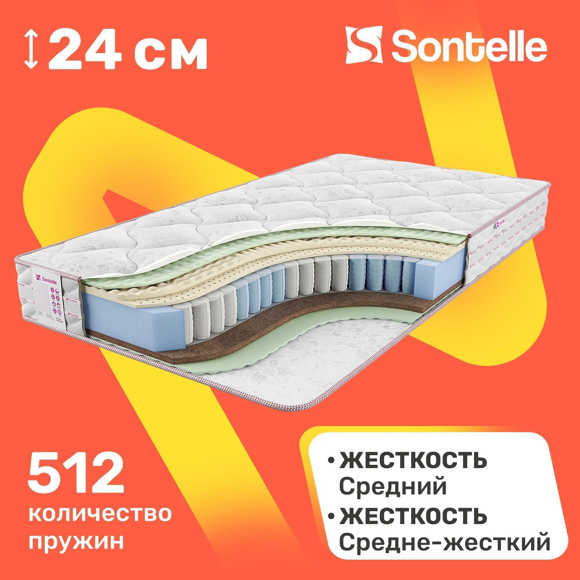 Матрас с независимыми пружинами Sontelle Vivre Castom flex 110x200