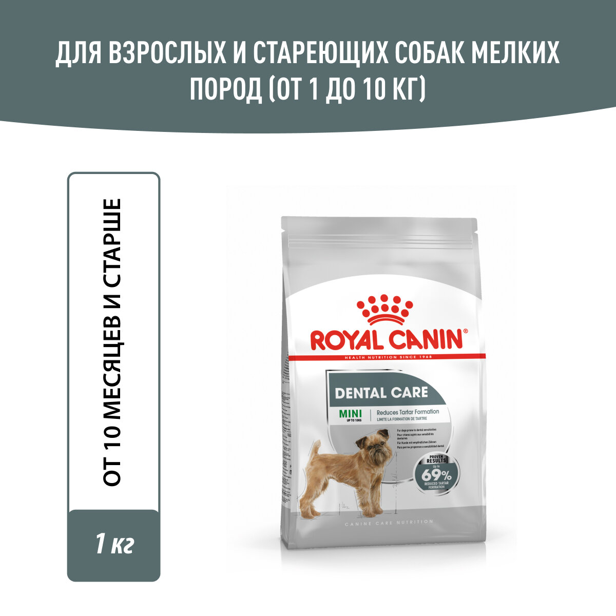Royal Canin Mini Dental Care корм для собак мелких пород с повышенной чувствительностью зубов Курица, 1 кг.