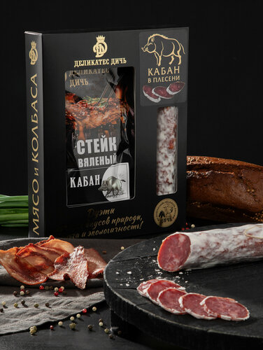 Изображение товара Подарочный набор Дуэт "Слово Кабана" со стейком в картонной упаковке