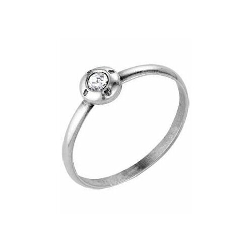 Кольцо помолвочное Anikom, стекло, размер 17, серебряный