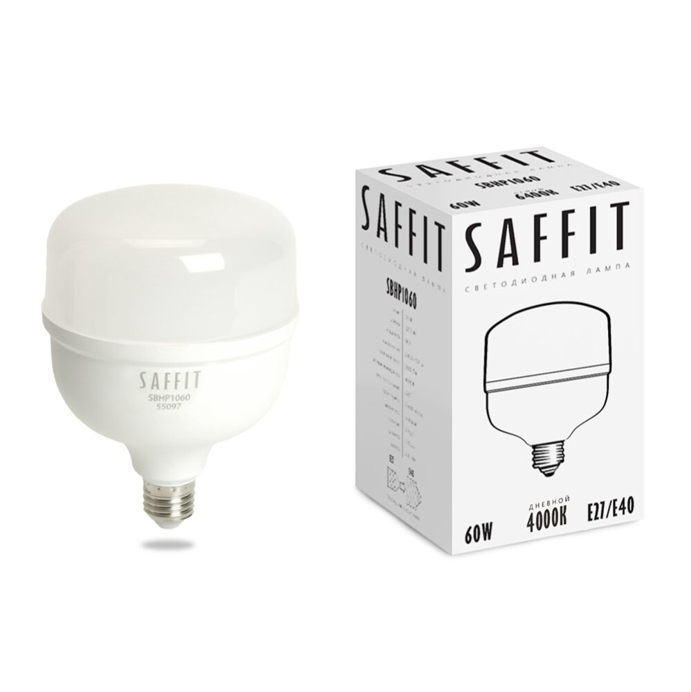 Лампа светодиодная, 60W 230V E27-E40 6400K T120, SBHP1060 SAFFIT