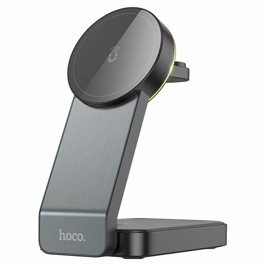 Беспроводное зарядное утройство Hoco CQ3 3-в-1 MagSafe для iPhone, AirPods и iWatch черное — фото 1