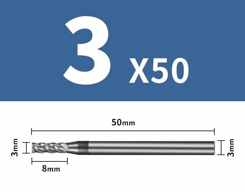 Фреза концевая монолитная по стали D3*C9*P70*d3*Z4*L50 повышенной твердости 70 HRC
