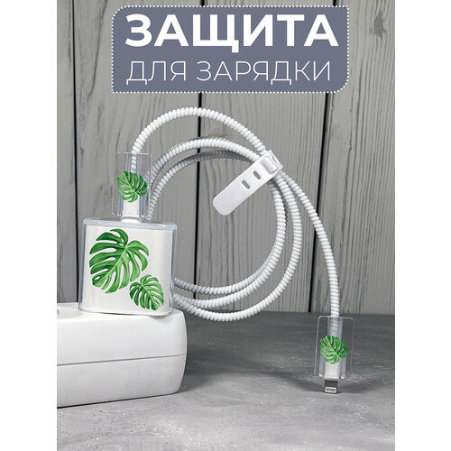 фото Защита для зарядки и провода с принтом "листья монстеры" bestluck