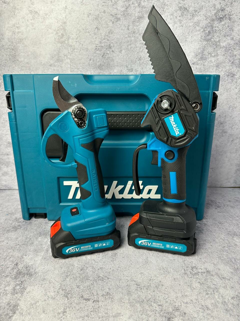 фото Мини пила аккумуляторная цепная садовая и секатор садовый профессиональный 18V , набор электроинструментов аккумуляторных 2 АКБ в кейсе