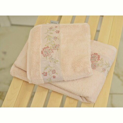 Union Home Набор банных полотенец 50х90см 70х140 см Хлопок Пастельный персиковый Цветы Халима DJ3 5000₽
