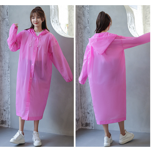 Дождевик женский, мужской с капюшоном на кнопах, розовый