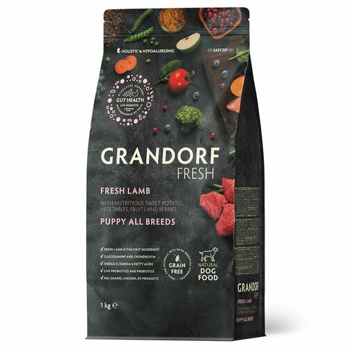 Сухой корм для щенков GRANDORF Fresh холистик ягненок с бататом 1 кг