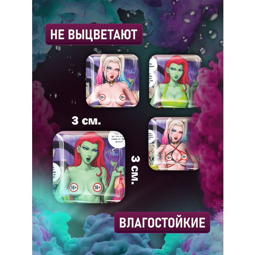 Наклейки на телефон 3D стикеры Харли Квин и Плющ