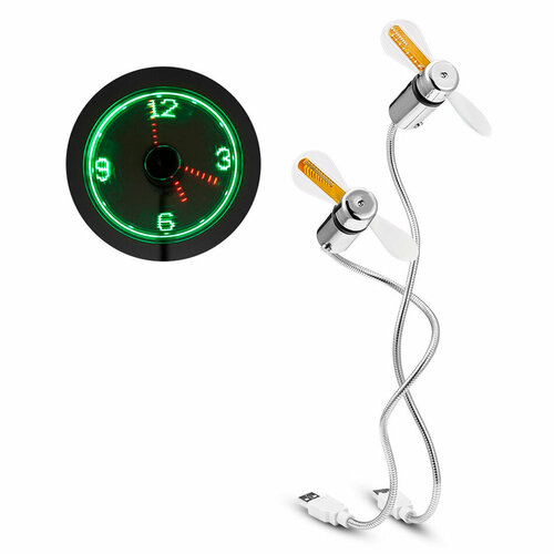 Гибкий компактный USB вентилятор с часами работающий от usb разъема MyPads А117-175 158800₽