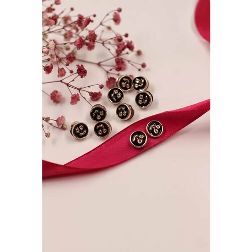 Брошь, эмаль, 10 шт., черный/золотистый