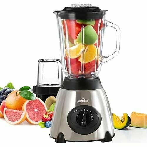 Настольный миксер HOMELUX Smoothie Maker миксер 15 л блендер 350 Вт высокопроизводительный блендер стакан для миксера 5 скоростей импульсная функция функция измельчения льда и мясорубка серебристый 1714400₽