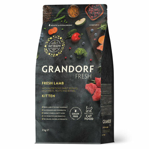 Grandorf Fresh корм для котят, беременных или кормящих кошек, ягненок и батат 2 кг