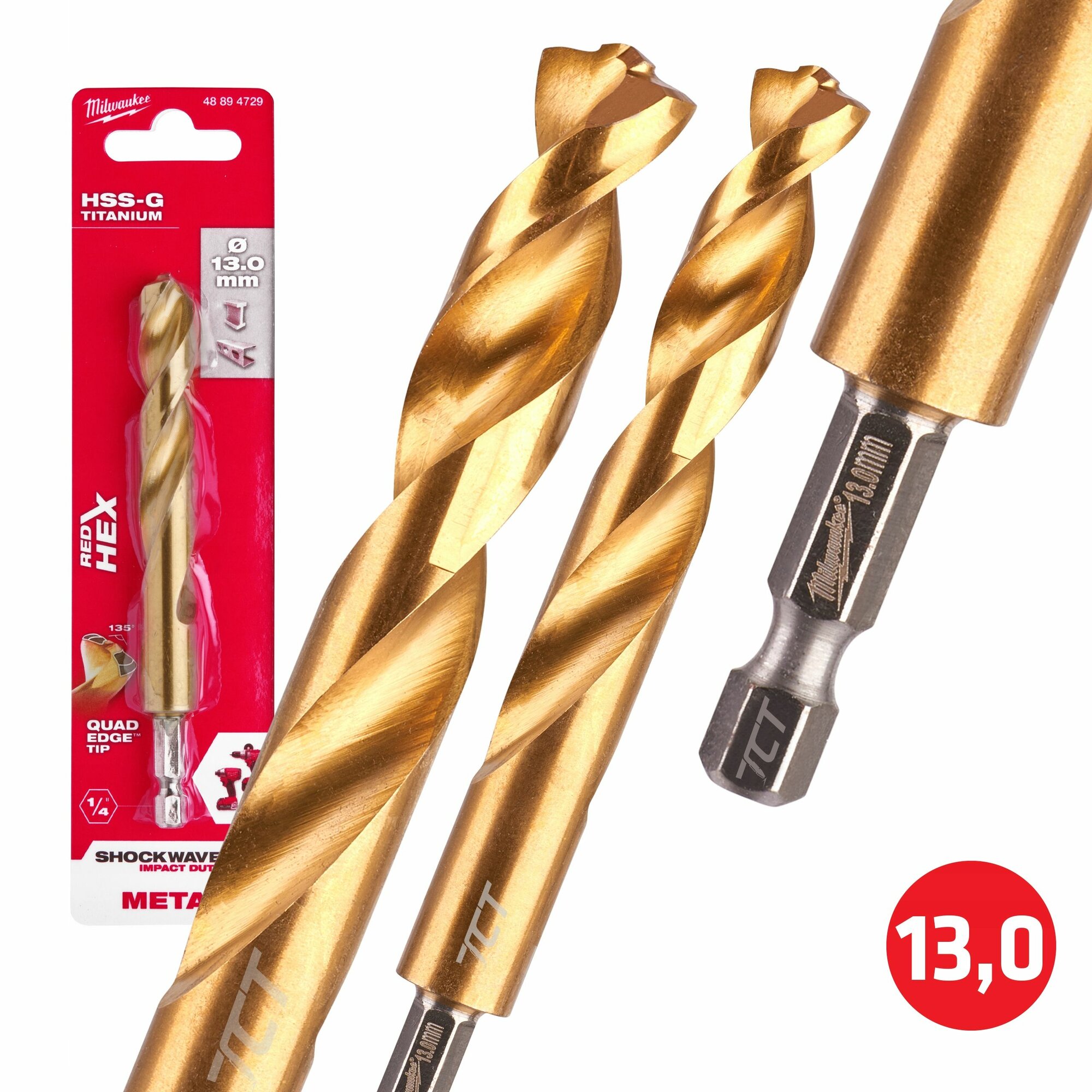 Сверло по металлу Milwaukee RedHEX HSS-G TiN
