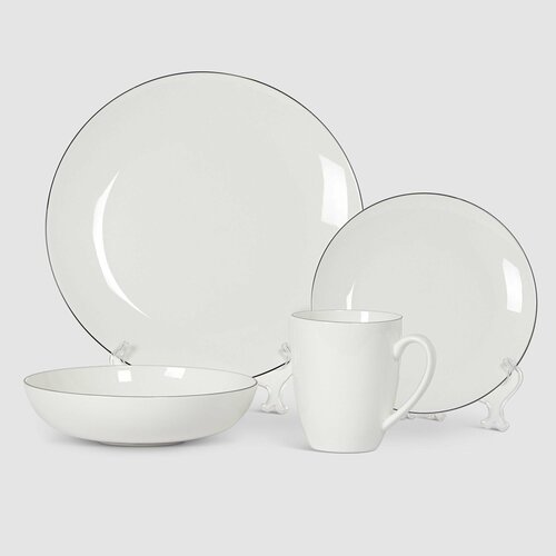 Набор посуды столовой White Rabbit Black line из 16 предметов посуда для кухни 8801₽