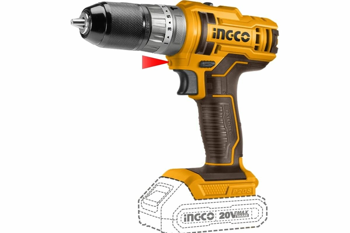 фото Аккумуляторный ударный шуруповерт INGCO 20 В Li-ion INDUSTRIAL CIDLI201455