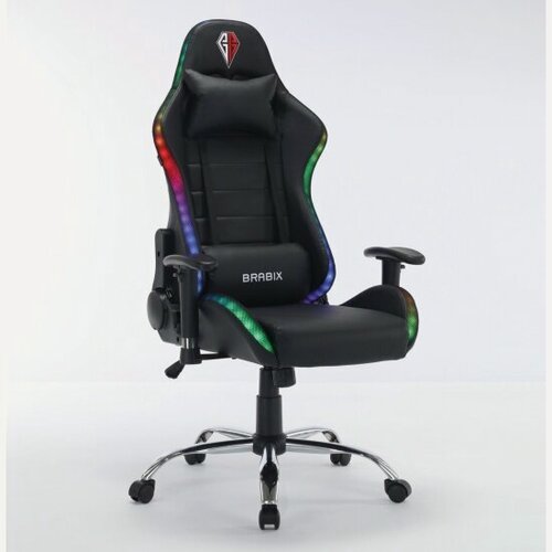 Изображение товара Кресло геймерское Brabix "Lumen GM-150 RGB", подсветка, две подушки, экокожа, черное, 532801
