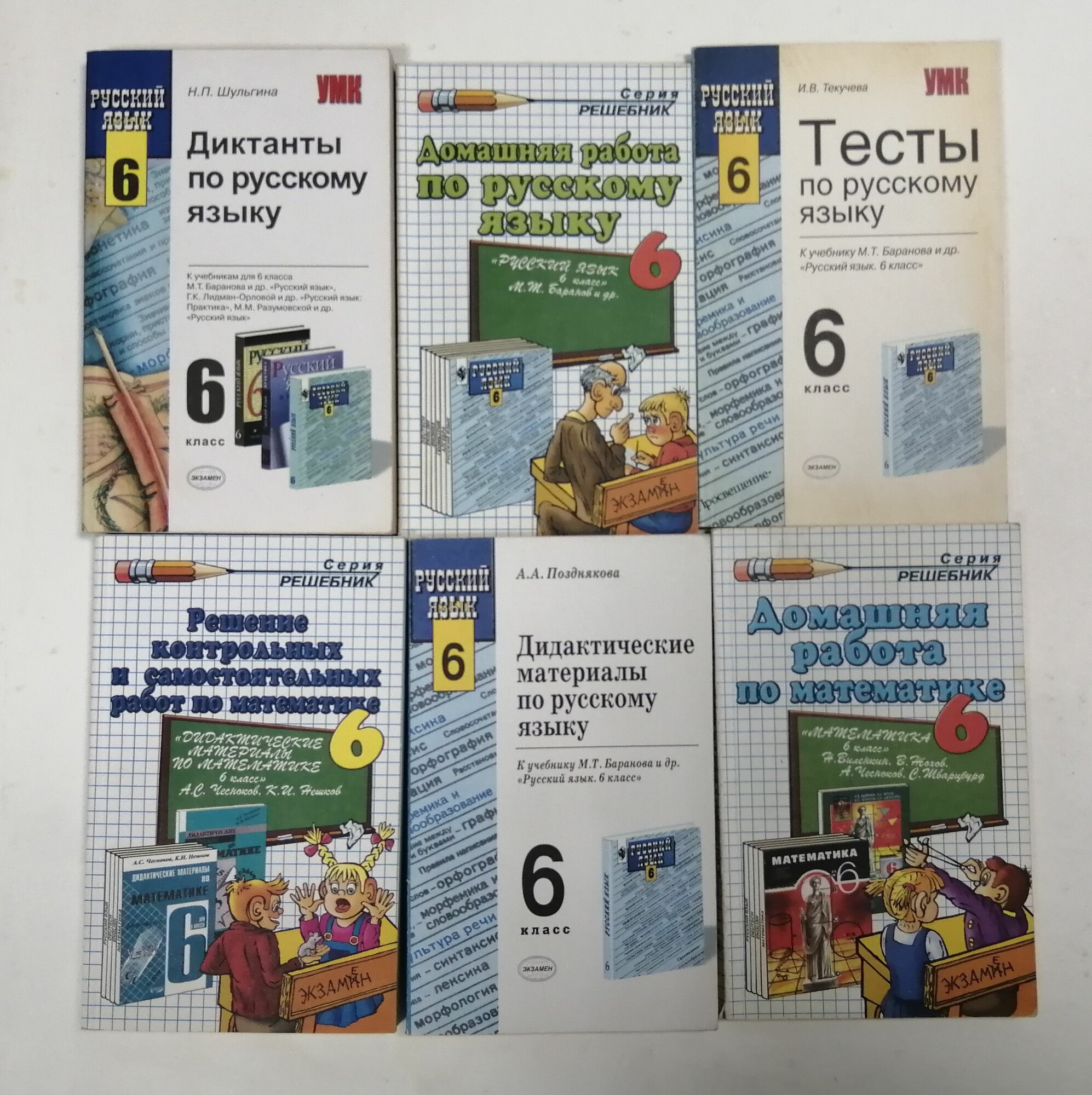 Тесты по русскому языку. 6 класс; Диктанты по русскому языку. 6 класс; Дидактические материалы по русскому языку. 6 класс; Домашняя работа по математика. 6 класс и другие книги (комплект из 6 книг)