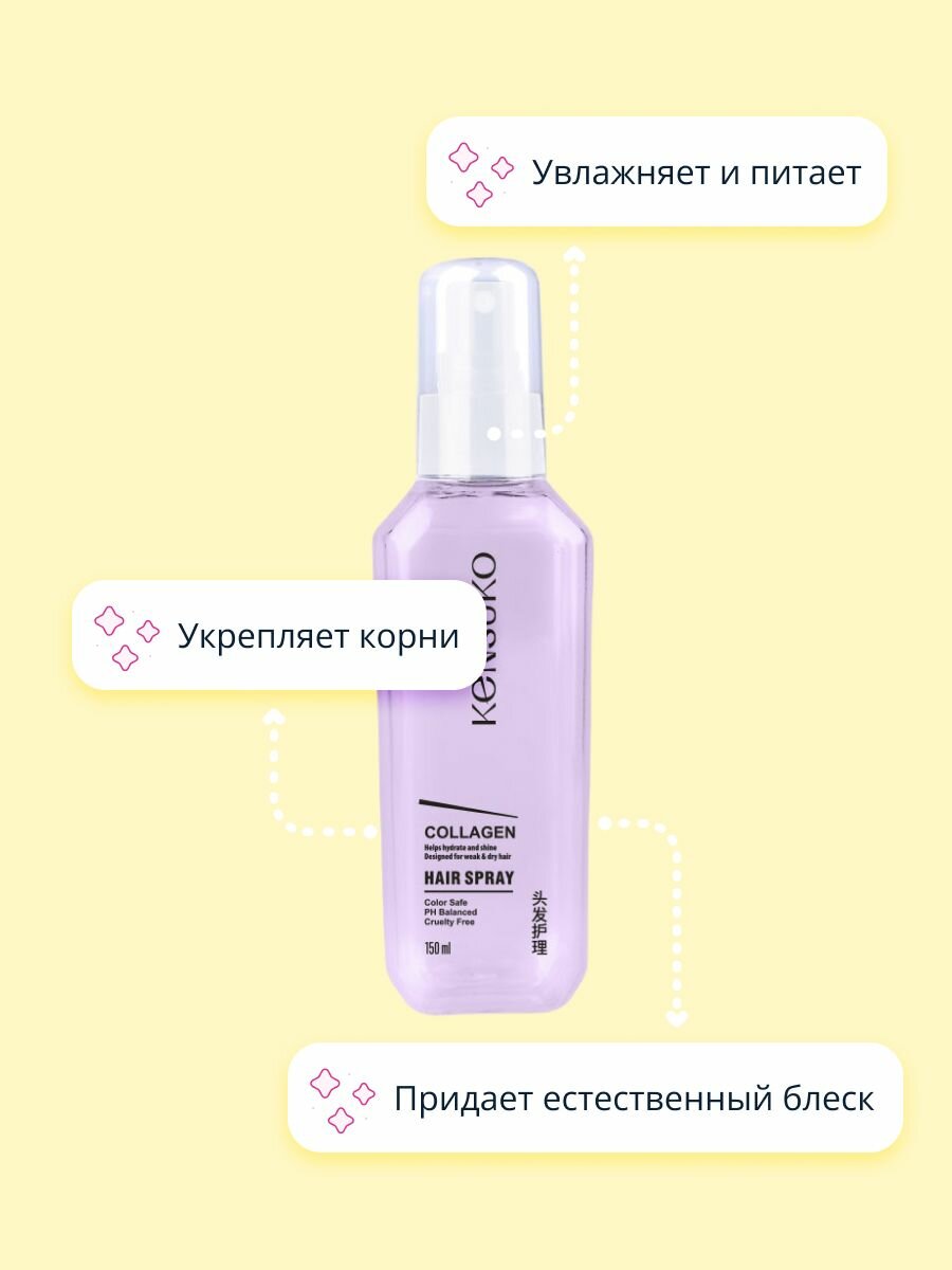 Изображение Спрей для волос KENSUKO COLLAGEN для лишенных объема и тонких волос 150 мл
