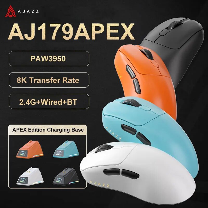 Ajazz Apex Paw3950 беспроводная игровая мышь, AJ179APEX-White — фото 1