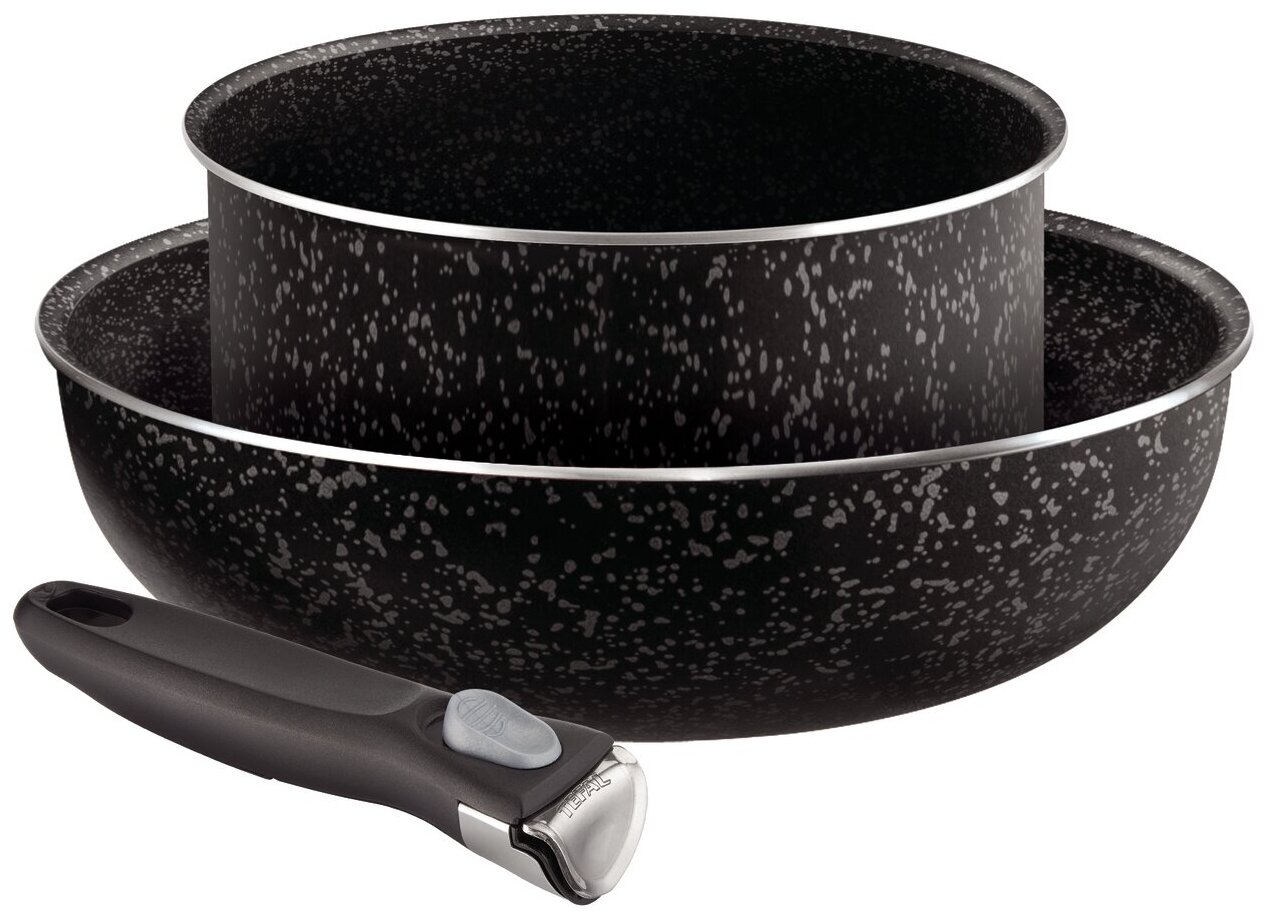 Набор посуды TEFAL 04203840 Ingenio, 3 предмета: сотейник 26см, сковорода-вок 26см, съемная ручка