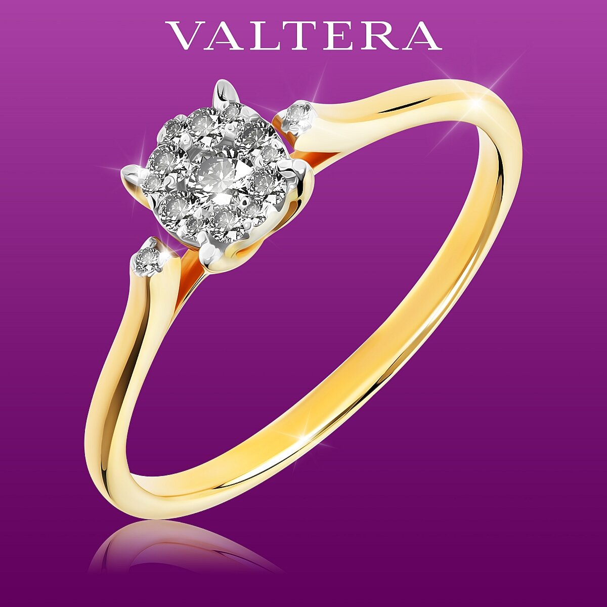 Кольцо помолвочное VALTERA, желтое золото, 585 проба, бриллиант