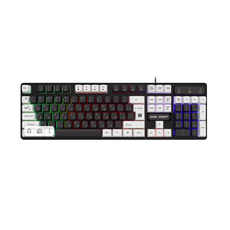 Клавиатура Defender Dark Knight GK-077 (45077), USB, черный/белый