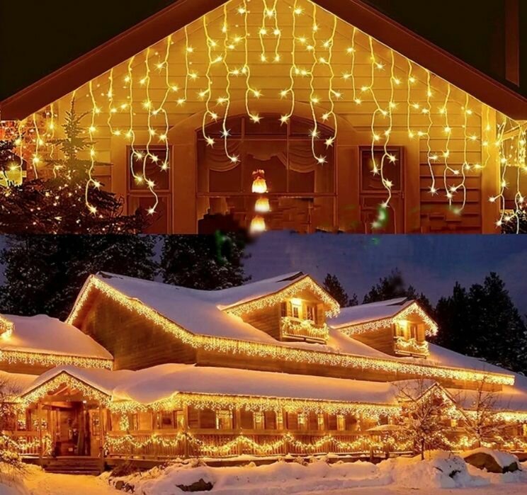 Гирлянда уличная электрическая бахрома 50 м, свечение тёплый белый, IP44