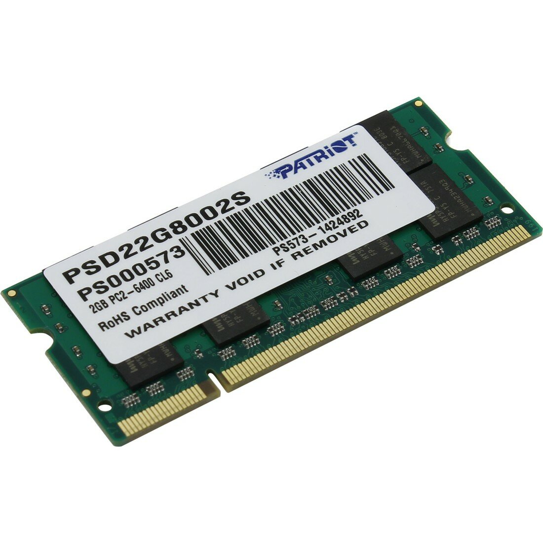 Память SODIMM DDR2 PC-6400 Patriot PSD22G8002S, 1х2 Гб, 1.8 В Кол-во модулей: 1, частота: 800 МГц
