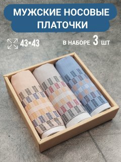 Носовой платок , 3 шт., голубой