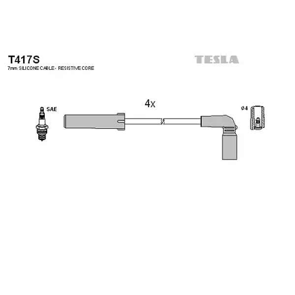 TESLA T417S к-кт проводов высоковольтных\ 4216 дв. евро-3