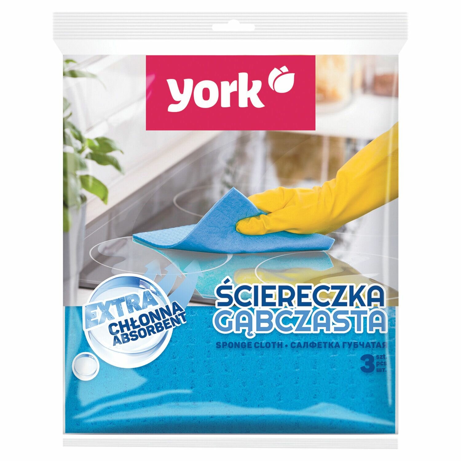 Салфетки хозяйственные York губчатые, 3 шт (24010)