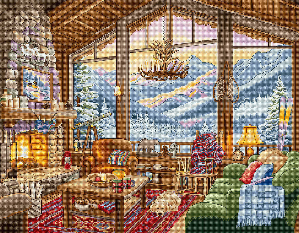 LetiStitch Набор для вышивания L9922 Winter Lodge (Зимний домик)