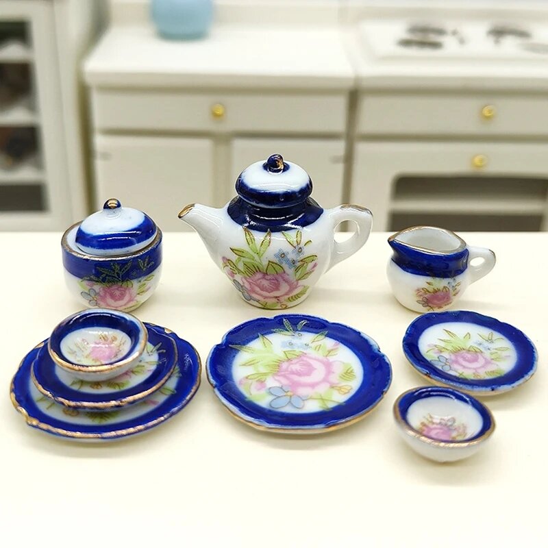 Керамический чайный сервиз для кукольного домика GJCUTE 1:12, 1 set