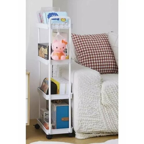 Этажерка на колесиках узкая для ванной и кухни