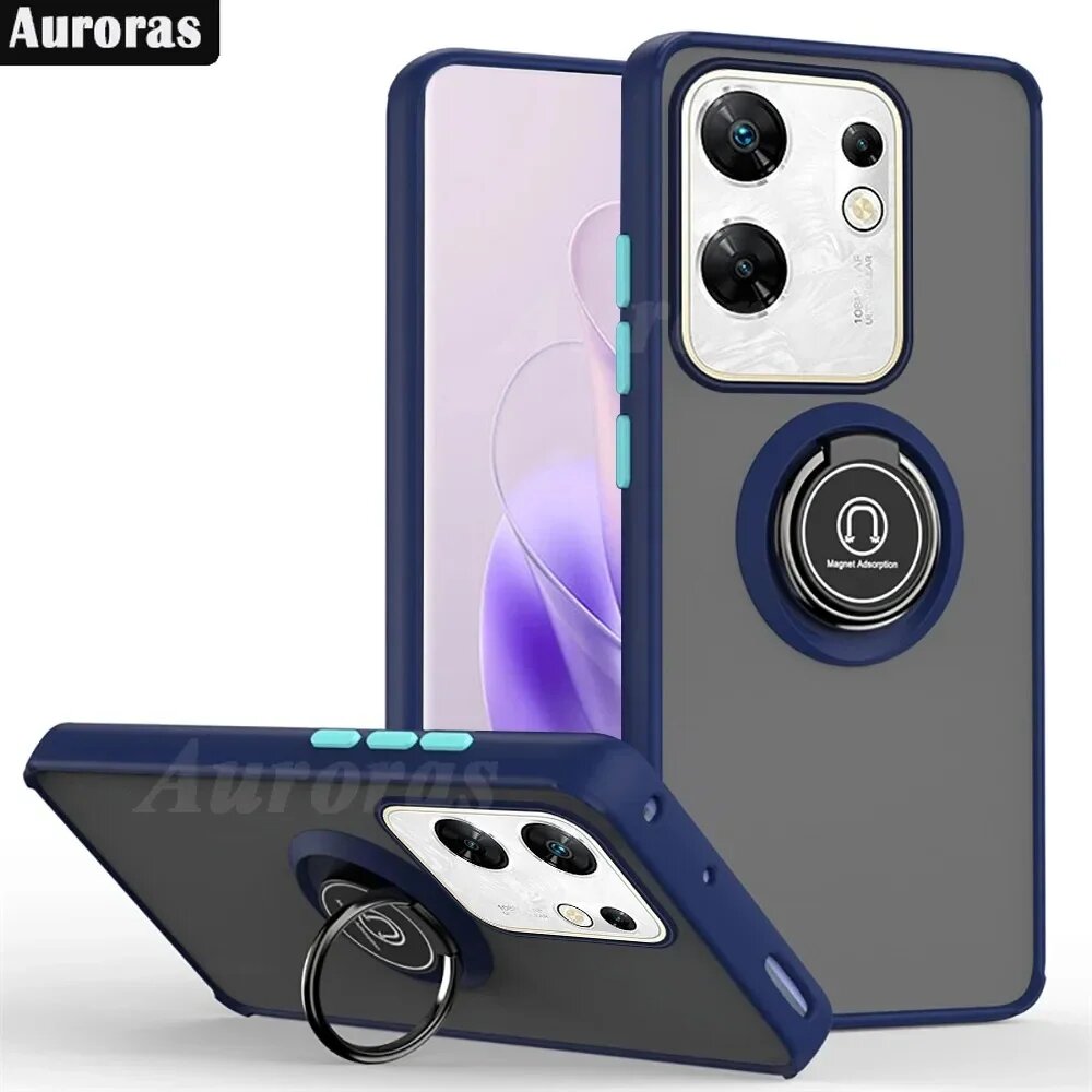 Auroras для Infinix Zero 30 4G чехол с магнитным кольцом, полупрозрачный однотонный Матовый Жесткий Чехол для InfinixZero 30 5G, задняя крышка, Green, Infinix Zero 30 4G — фото 1