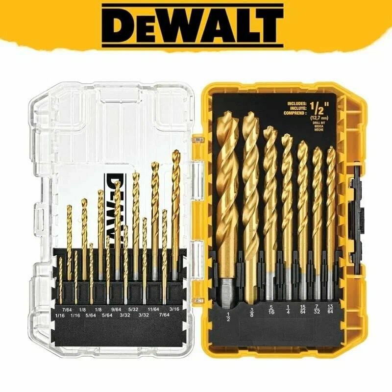 DEWALT DW 21 шт, Набор сверл с пилотным наконечником и покрытием из нитрида титана (1.6-12.7 мм) — фото 1