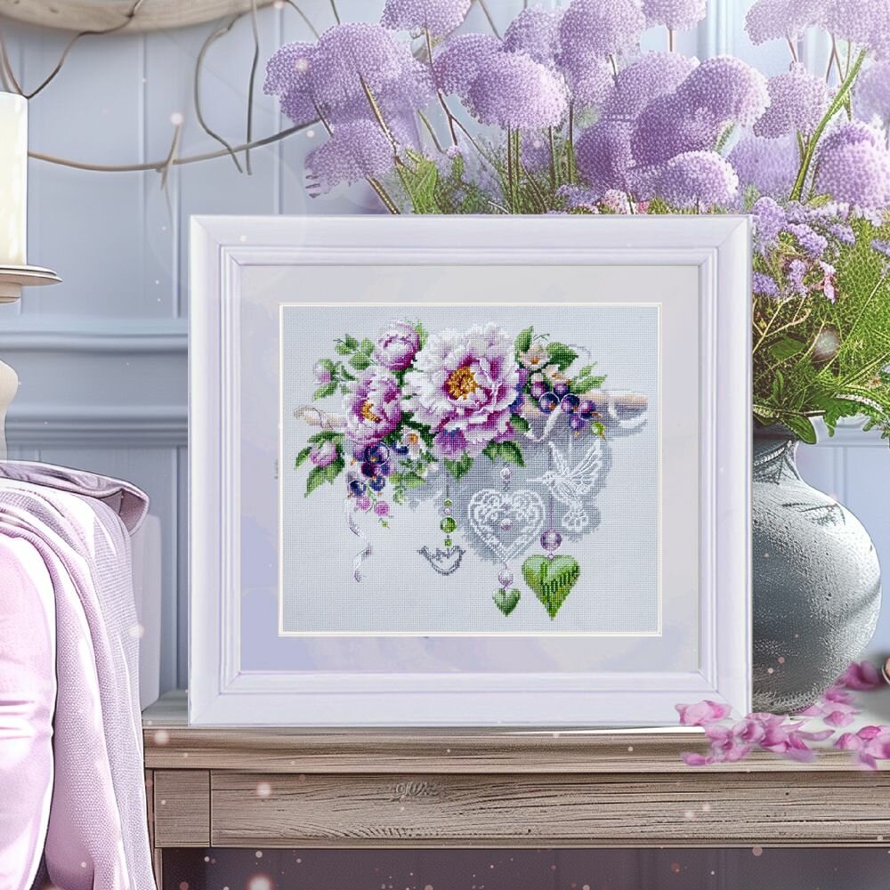 70-05 "Сиреневые маки". Набор для вышивания крестом Чудесная игла 27 х 23 см. — фото 1