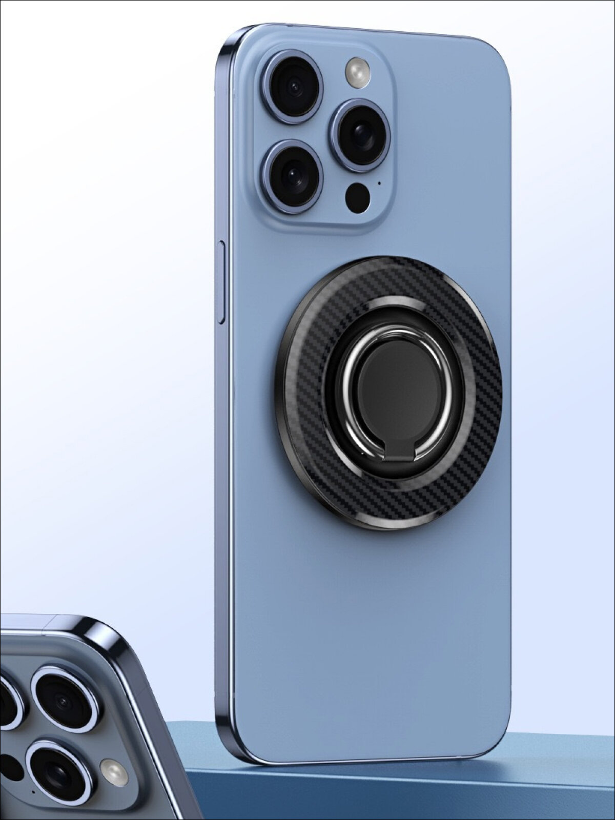 Кольцо держатель для телефона / Кольцо попсокет на смартфон MagSafe, металл, черный — фото 1