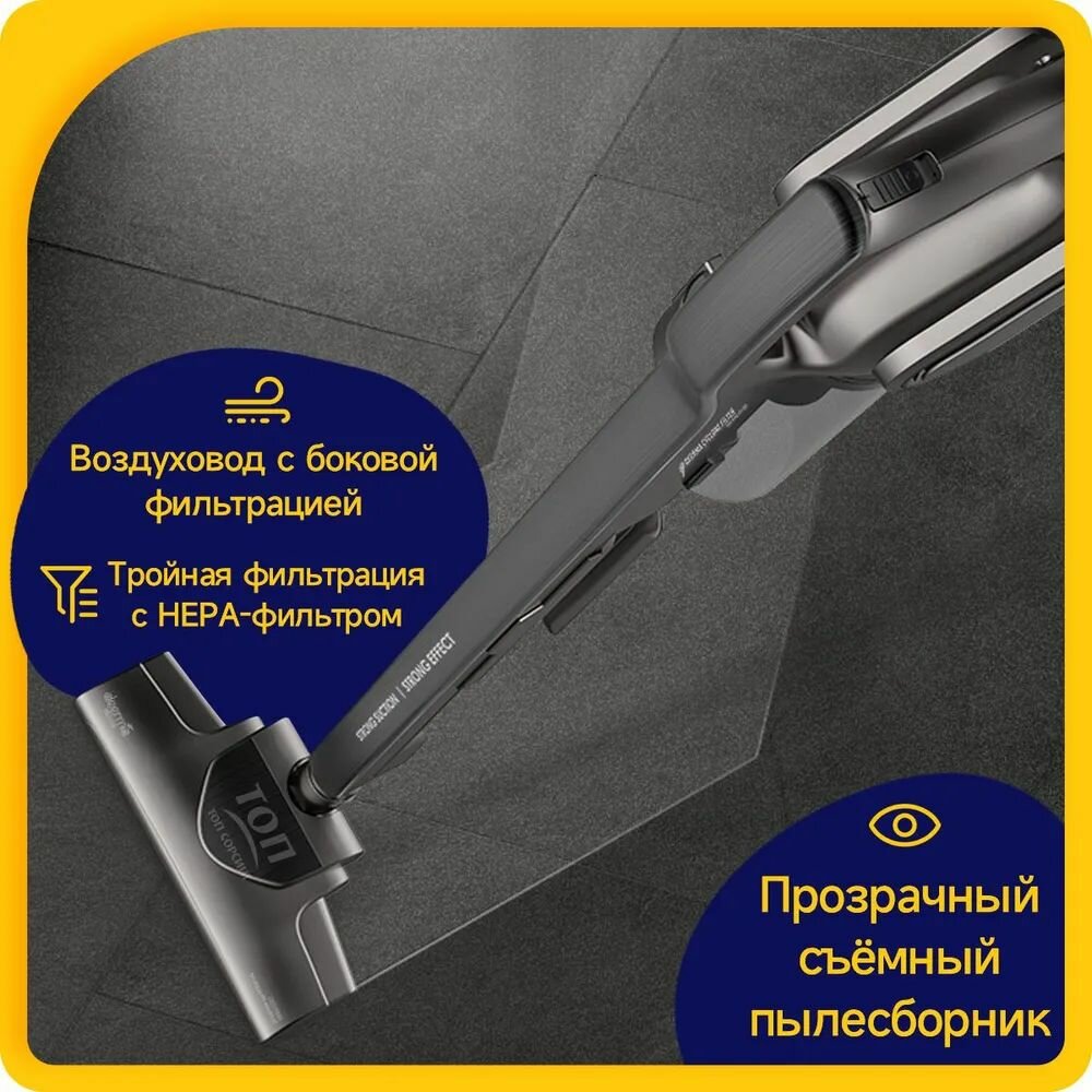 Ручные Вертикальные Пылесосы Xiaomi Пылесос вертикальный проводной DEERMA DX700S (С контейнером + 3 насадки в комплекте)