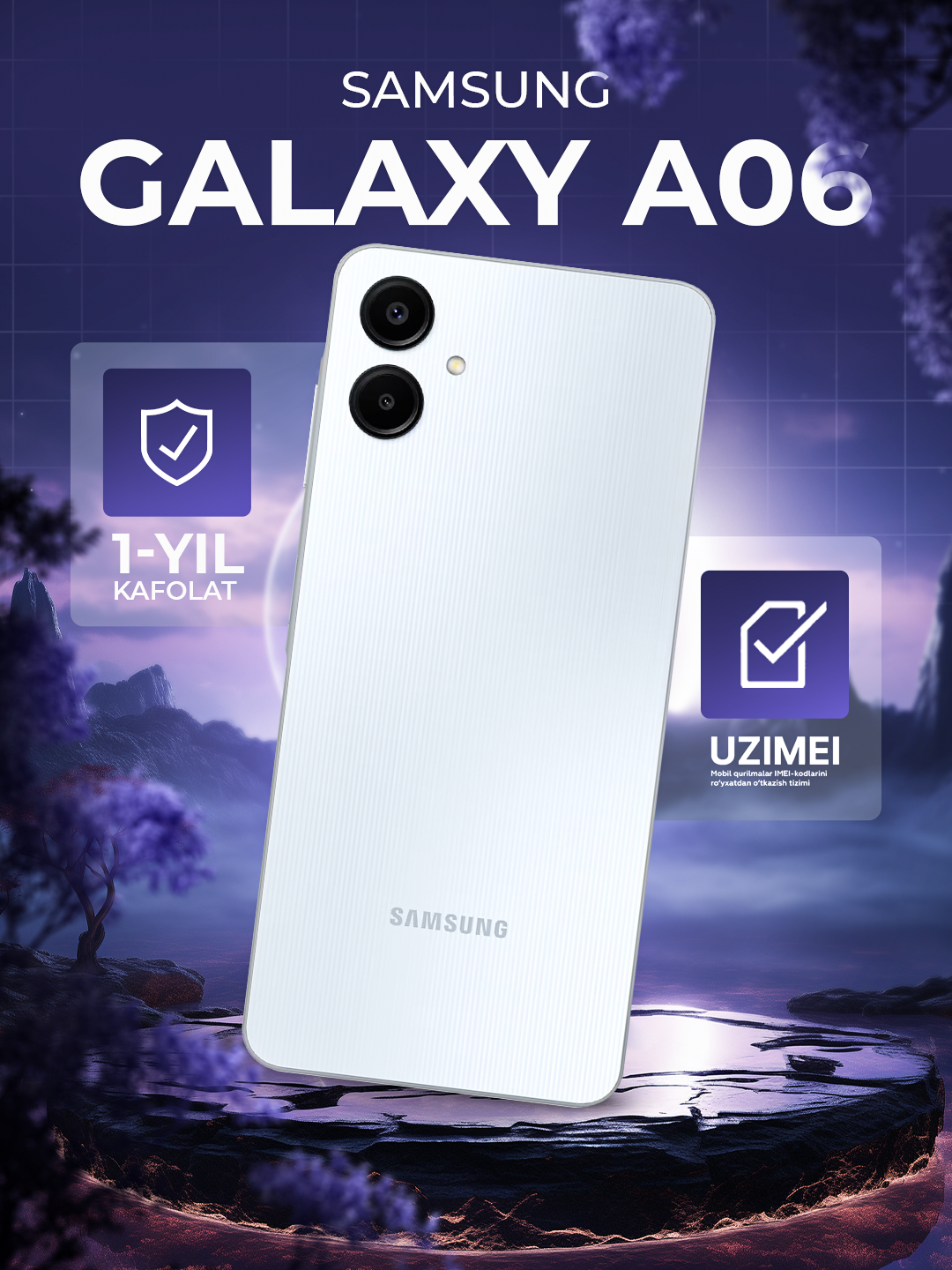 Смартфон Samsung Galaxy A06 Light blue, 4/128 ГБ, 6.7", Android, основная камера 50МП, 2 SIM