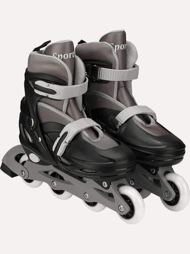 Изображение товара Роликовые коньки 2в1 с лезвием (ролики и коньки), черные, колеса ПВХ, раздвижные (размер 34-37). Арт. РЛК-1774