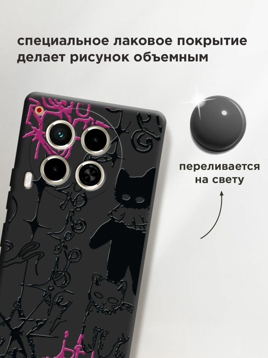 Чехол на Tecno Camon 30 4G/Tecno Camon 30 5G / Текно Камон 30 4G/Текно Камон 30 5G с принтом "Готические котики 2" — фото 1