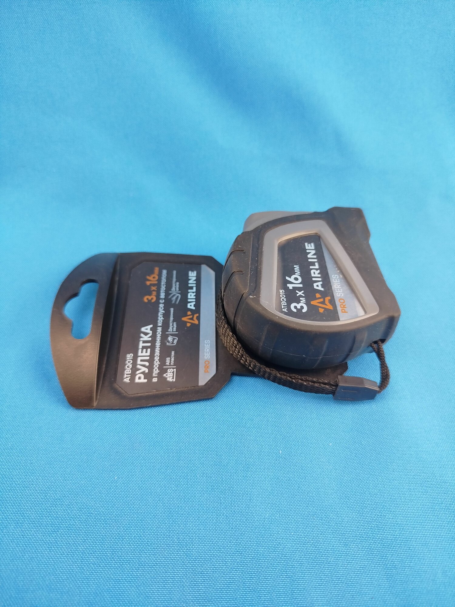 Рулетка "AIRLINE" прорезиненный корпус 16мм 3м — фото 1